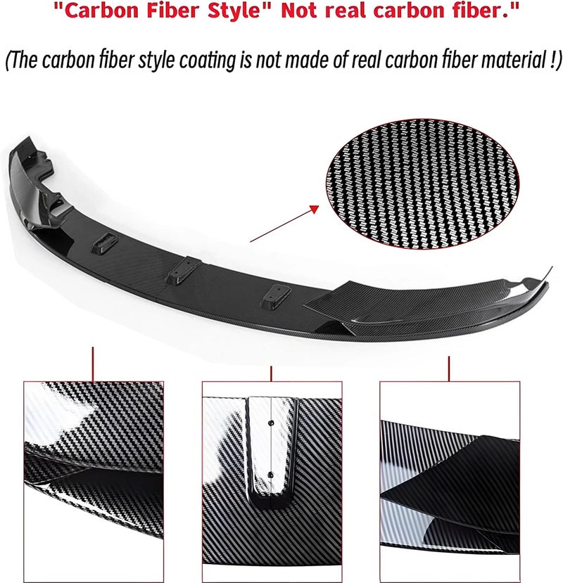 NeespoC Front Bumper Lip Splitter Spoiler Fit for BMW 4 Series 2014-2020 428i/ 430i/ 435i/ 440i/ F32/ F33/ F36/ (M Sport Models), Carbon Fiber Style 4pcs Air Chin Body Kit Exterior Accessories - Image 5